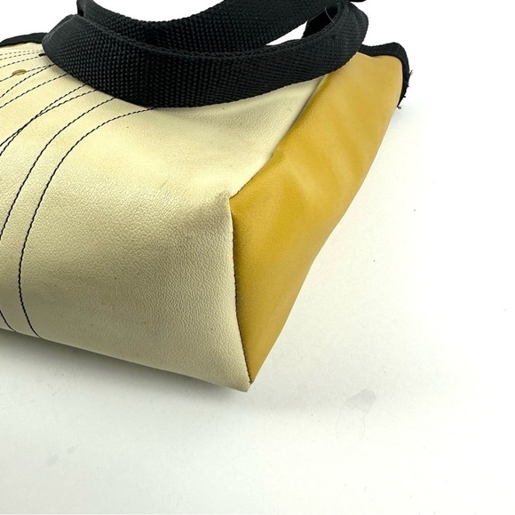 Holly Aiken Handbag Yellow Tan Canvas Geometric Purse Shoulder Bag Womens‎ - Picture 8 of 16